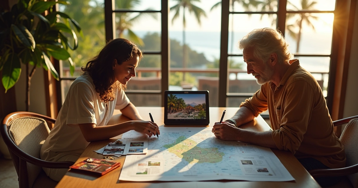 Casal escolhe passeios personalizados em Ilhéus com mapa e fotos de atrações